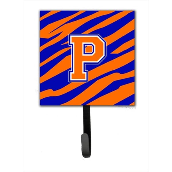 Carolines Treasures Letter P Initial Monogram - Tiger Stripe - Blue Orange Leash Holder Or Key Hook CJ1023-PSH4 - main